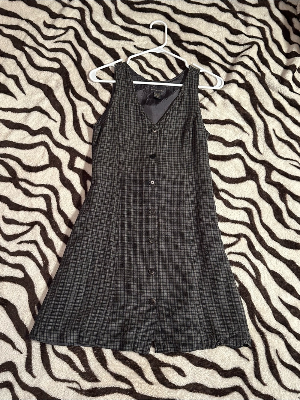 Banana Republic Gray Plaid Midi Dress